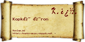 Kopkó Áron névjegykártya